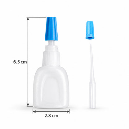 Instant adhesive glue with fine extension nozzle 6.5 Cm height and 2.8 Cm width
