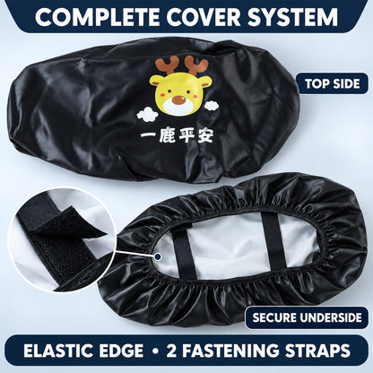 Scooter Seat Cover with Deer Print, Elastic Edge and Securing Straps (1 Pc)
