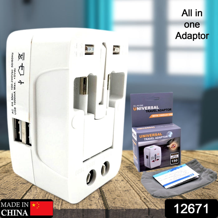 All-in-One Universal Worldwide Travelling AC Adaptor Plug (AU / UK / US / EU) International Power Charger Electric USB Power Plug Socket Adapter Converter (1 Pc)