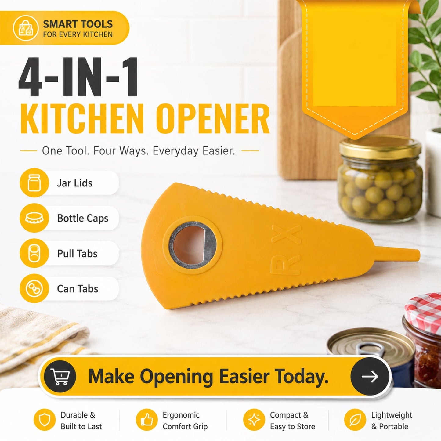 Bottle Opener Tool Stainless Steel Multipurpose Can Opener for Kitchen Bar (1 Pc)
