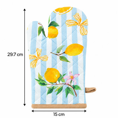 Lemon print quilted oven hand glove - dimensions