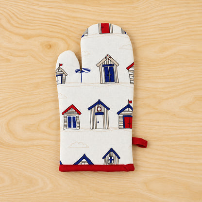 Beach hut print quilted oven hand glove - actual product