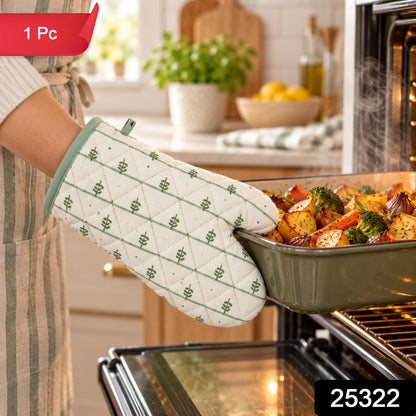Botanical print quilted oven hand glove - SKU photo