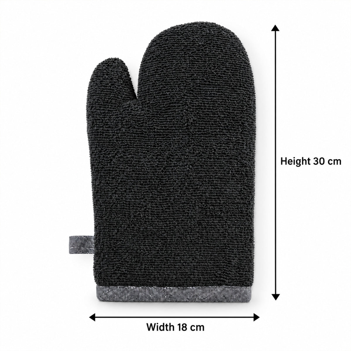 Black textured oven hand glove - dimensions