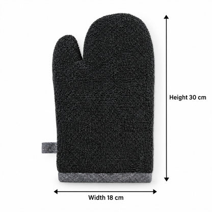 Black textured oven hand glove - dimensions