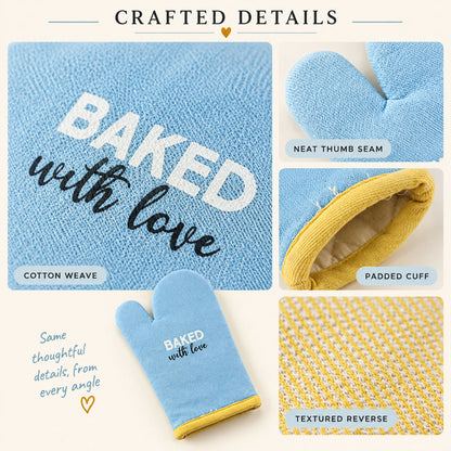 Padded oven hand glove - fabric and stitching details