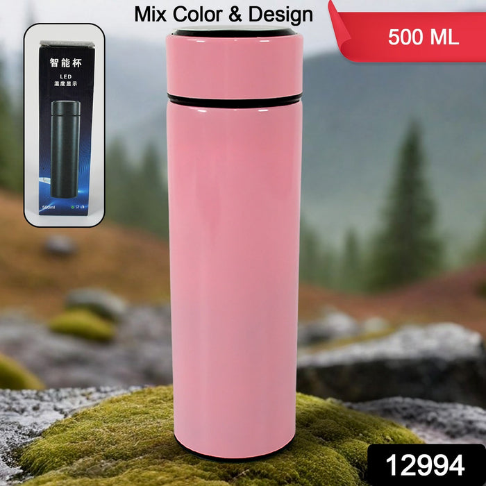 12994 Smart Vacuum Insulated Water Bottle with LED Temperature Display, Cold & Hot | Leak Proof | Office Bottle | Gym | Home | Kitchen | Hiking | Trekking | Travel Bottle  (Mix Color & Design / 500 ML)