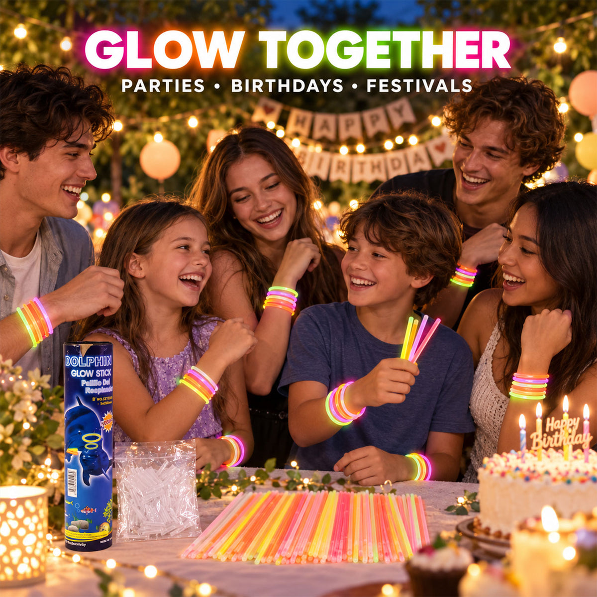 Multicolour party glow stick bracelets - party use
