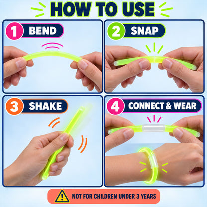 Multicolour party glow stick bracelets - activation guide