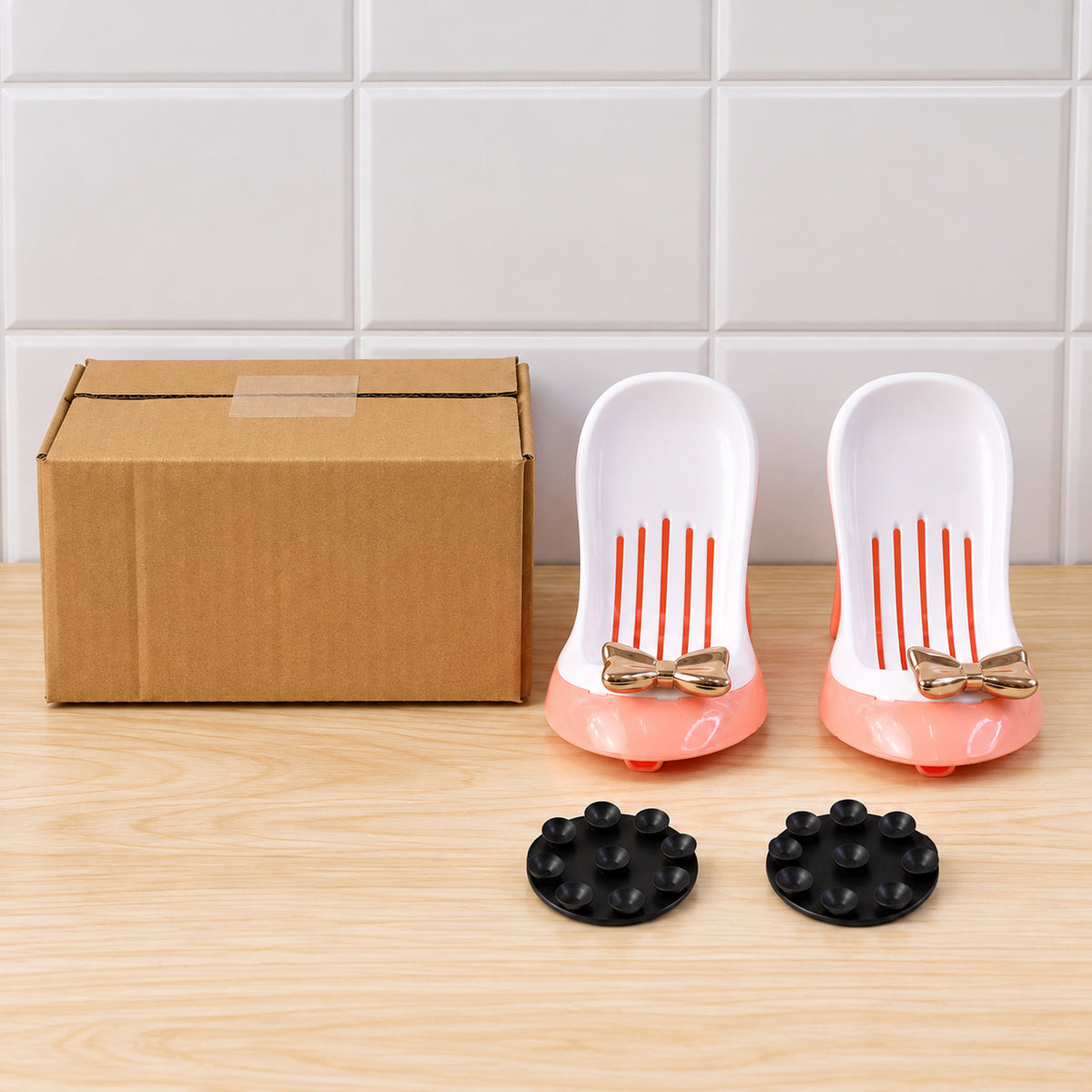 Shoe shaped soap holder set - actual product and packaging