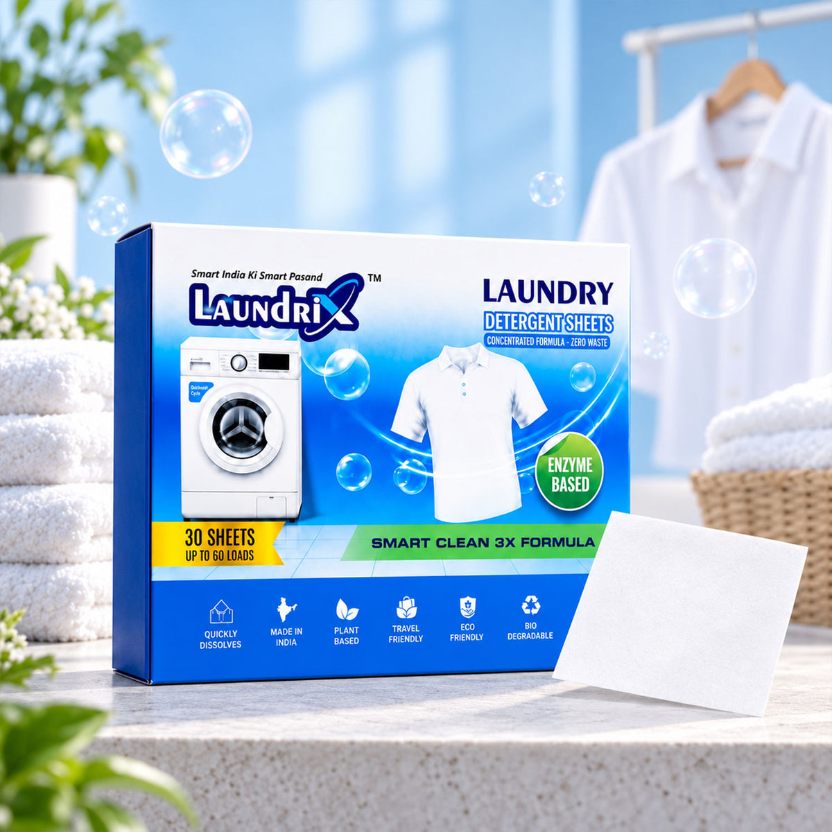 Laundry detergent sheets - product display