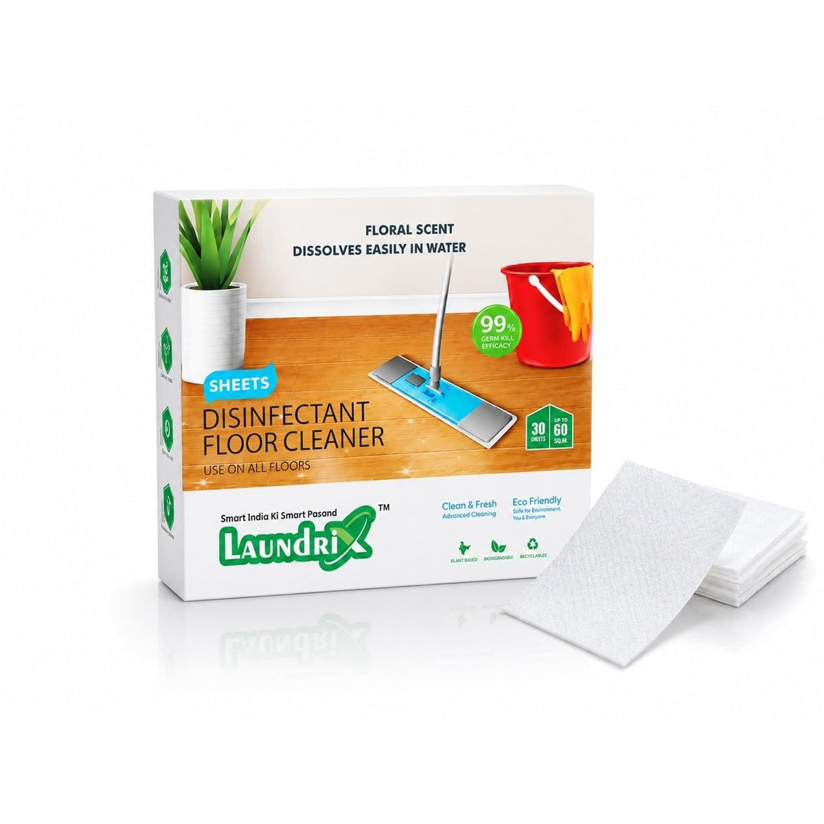Floor cleaner sheets - white background