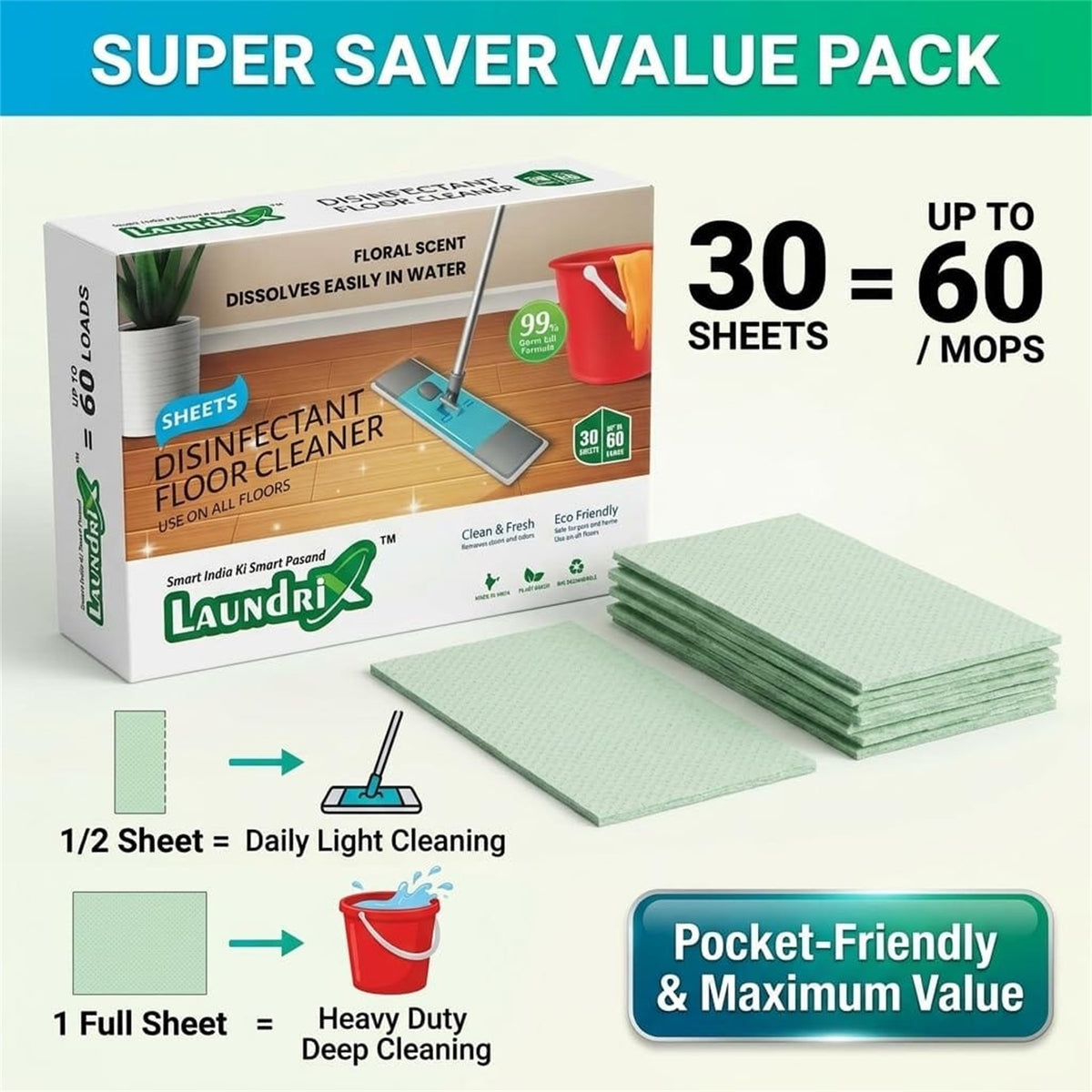Floor cleaner sheets - pack quantity