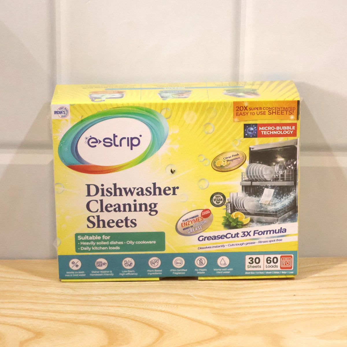 Dishwashing cleaning sheets - actual product box