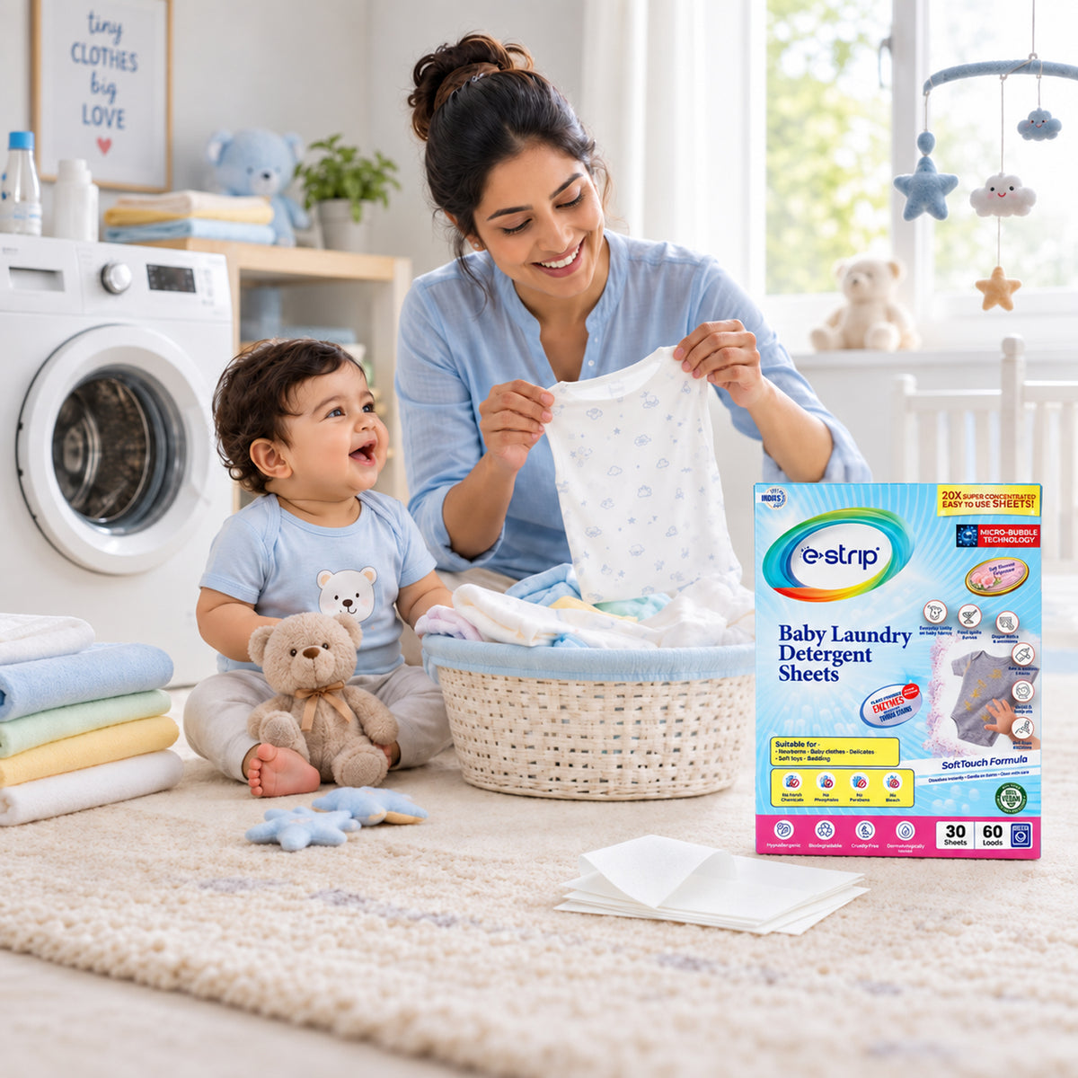 Baby detergent sheets white bg