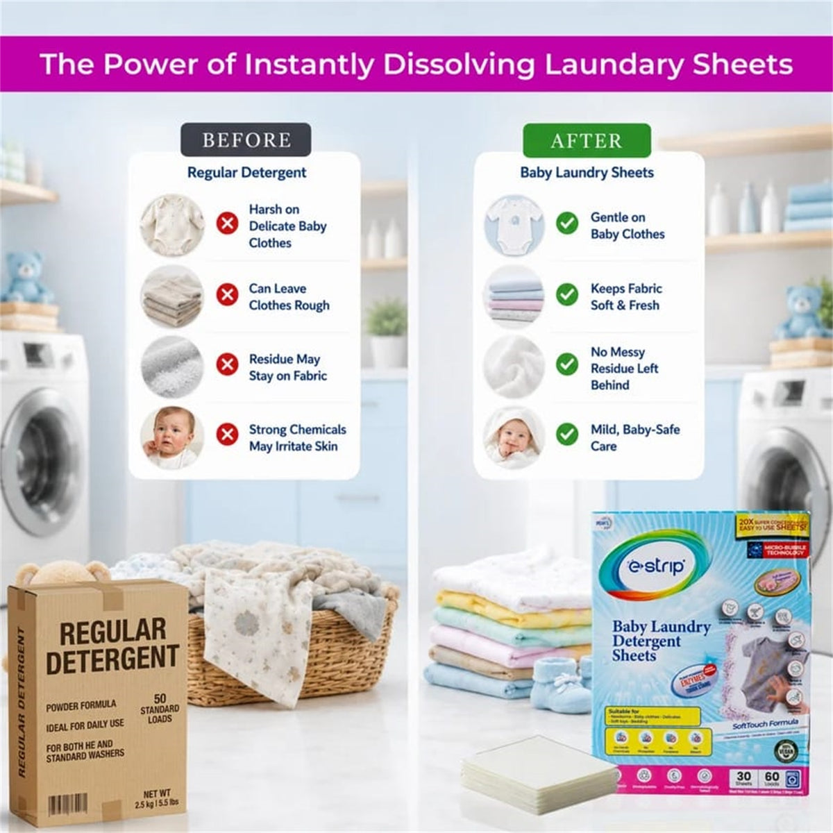 Baby detergent sheets feature view