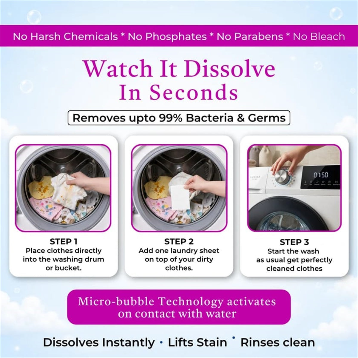 Baby detergent sheets how to use