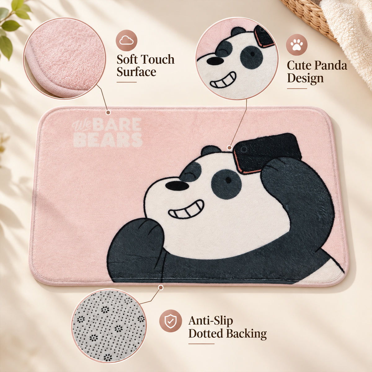 Panda design bathroom floor mat - view 06