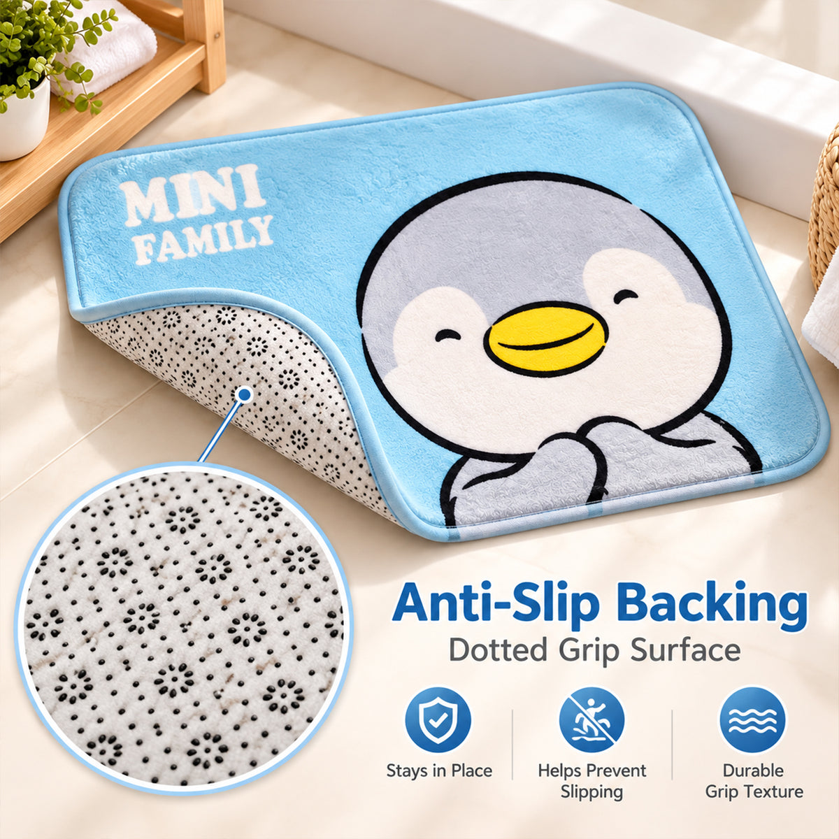 Penguin design bathroom floor mat - view 03