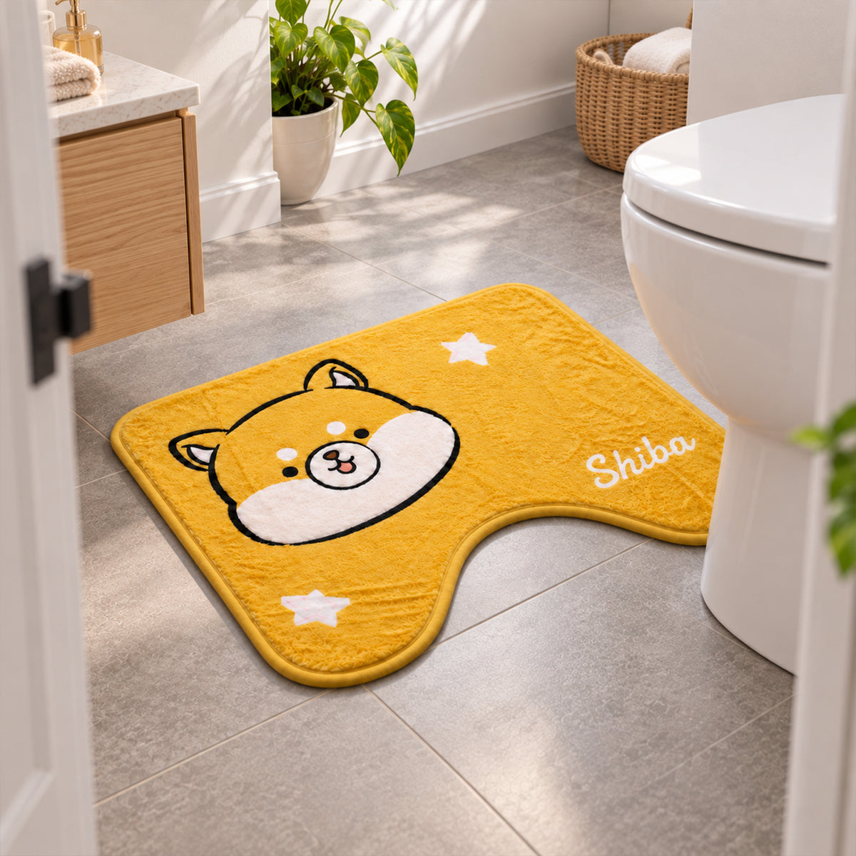 Cartoon dog U-shaped bathroom toilet mat 03
