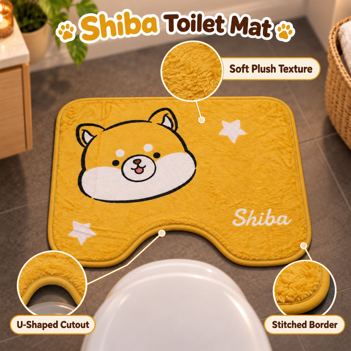 Cartoon dog U-shaped bathroom toilet mat 05