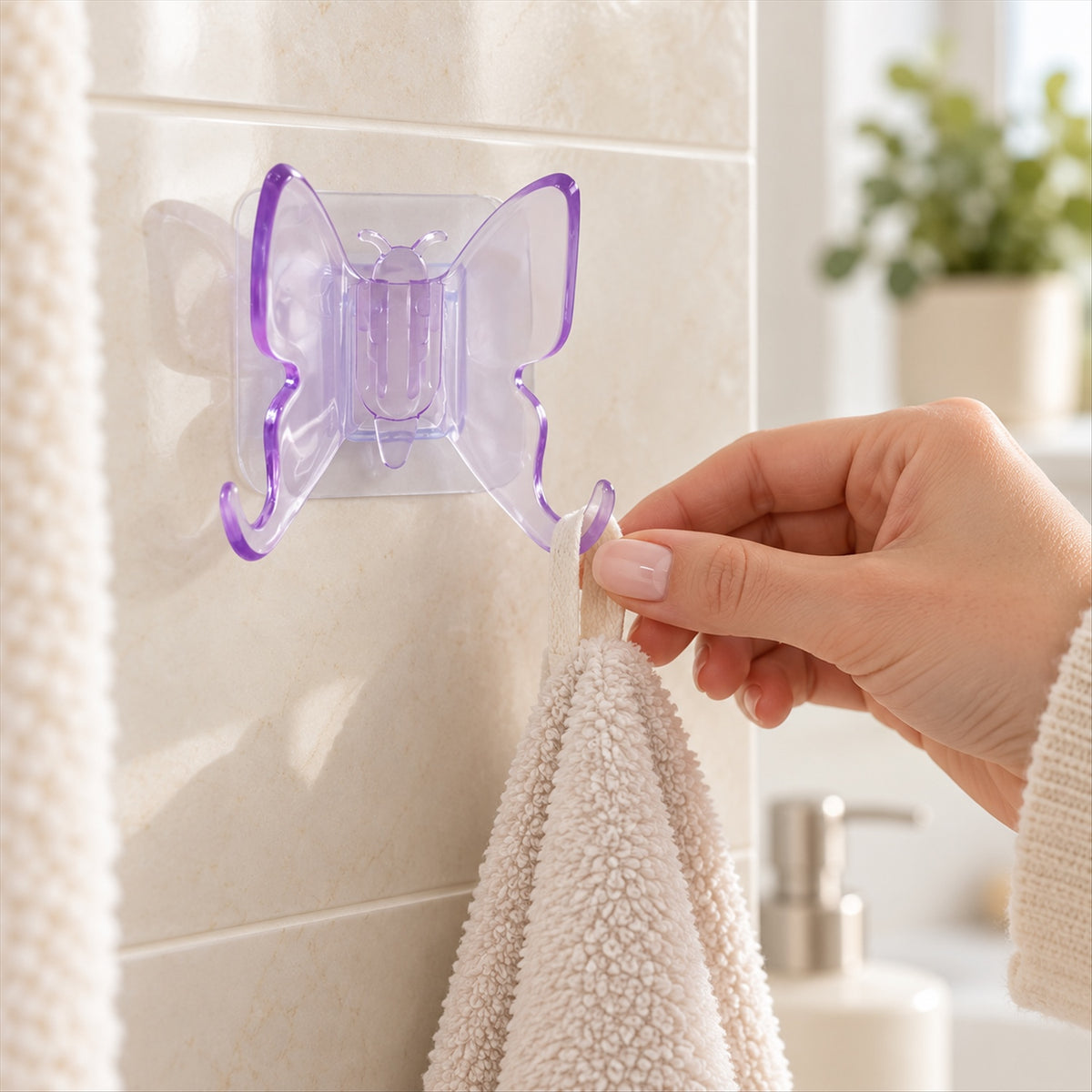 Plastic butterfly self adhesive wall hooks - towel hanging