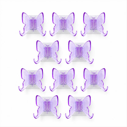 Plastic butterfly self adhesive wall hooks - white background set