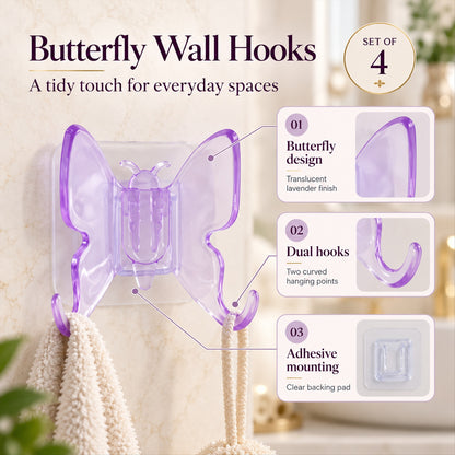 Plastic butterfly self adhesive wall hooks - hook design features