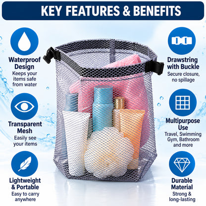 Mesh travel organizer pouch with buckle view 03