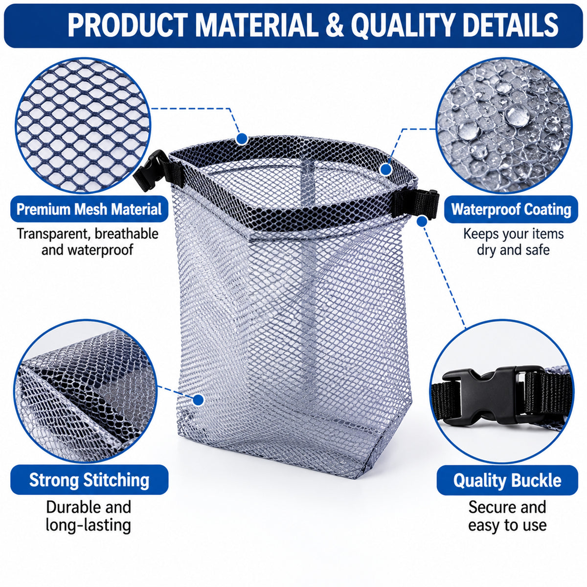 Mesh travel organizer pouch with buckle view 06