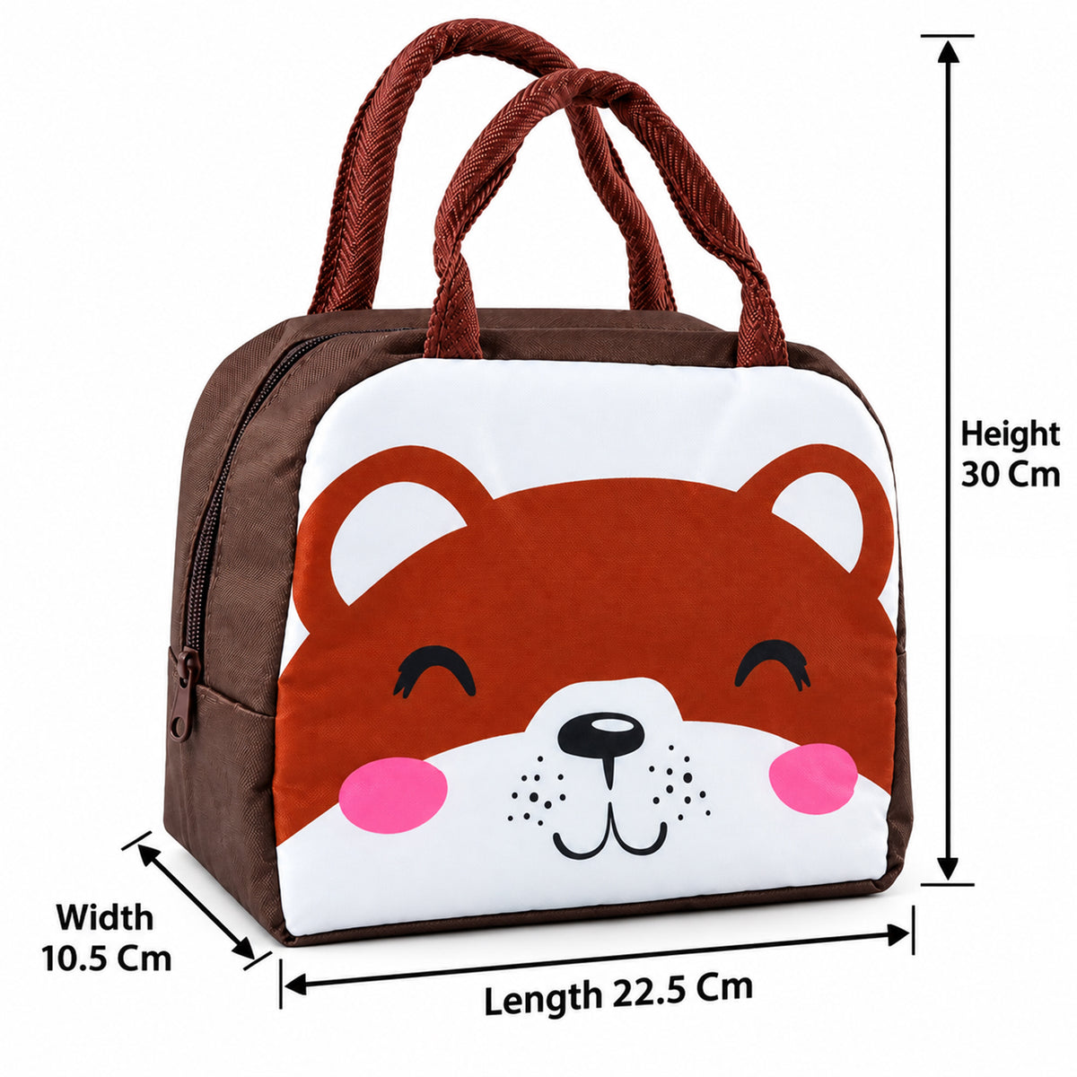 Diagram showing dimensions of the kids insulated lunch bag