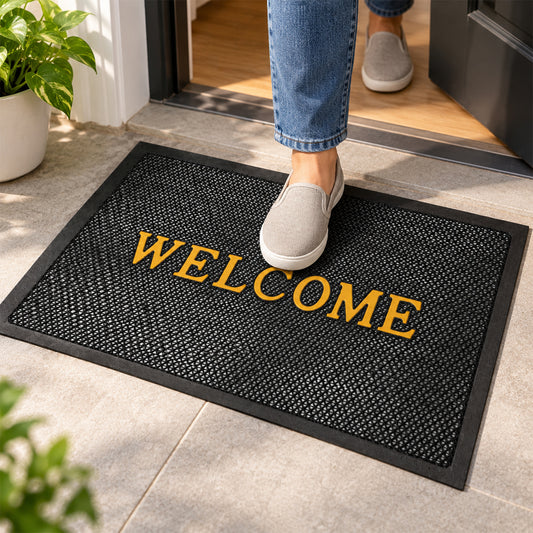Welcome door mat home entrance textured mesh