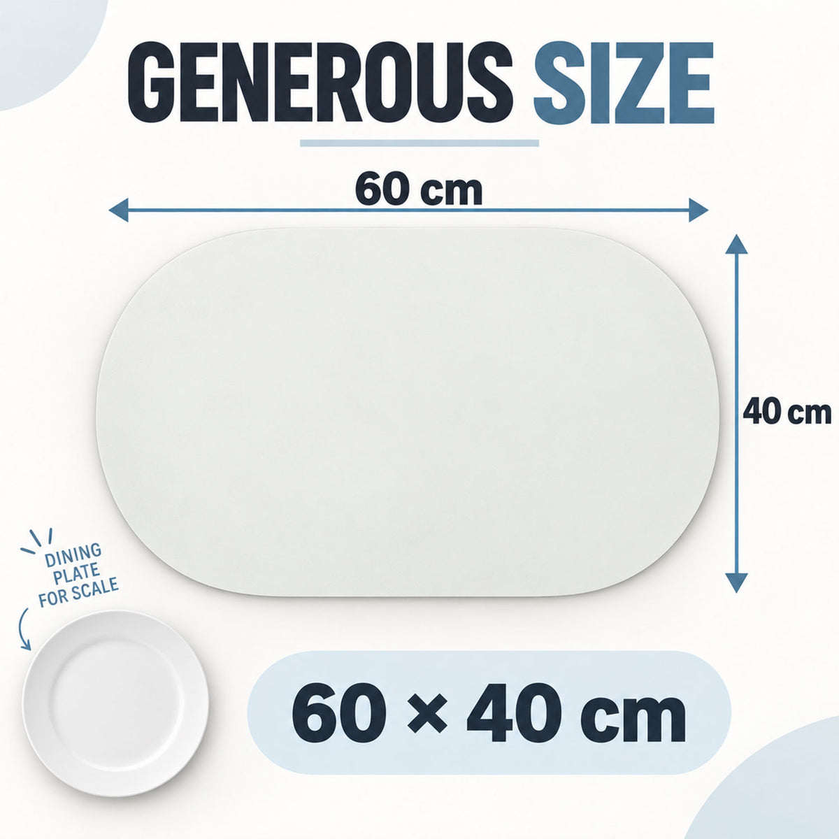 Decorative rounded floor mat with textured surface 60 Cm width and 40 Cm height