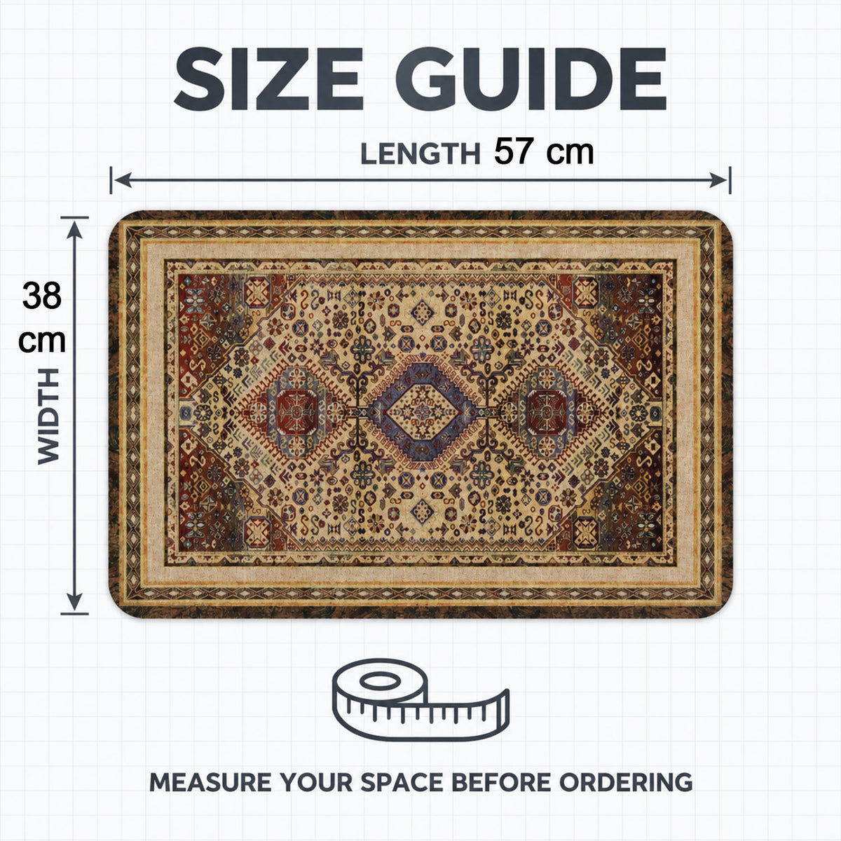 Traditional patterned decorative floor mat dimensions