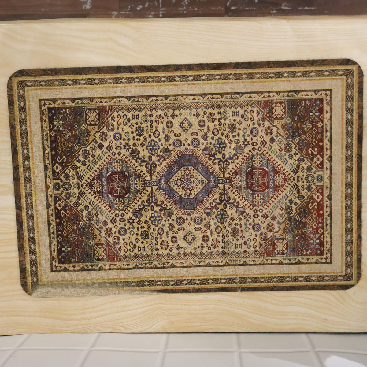 Traditional patterned decorative floor mat actual product
