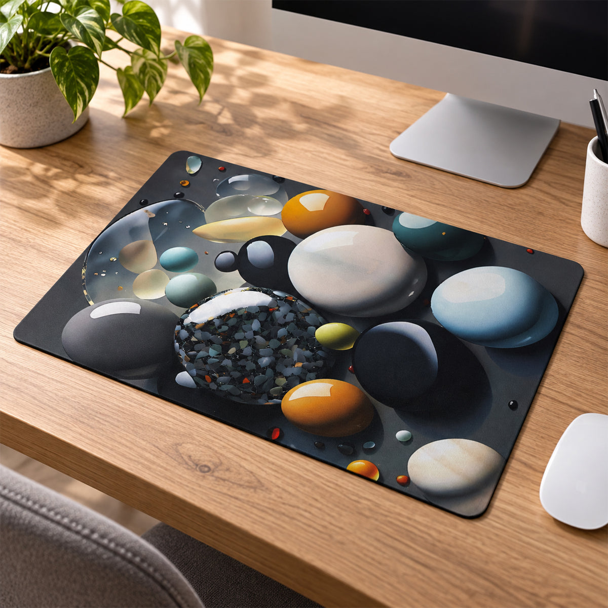 Pebble print decorative floor mat view 01