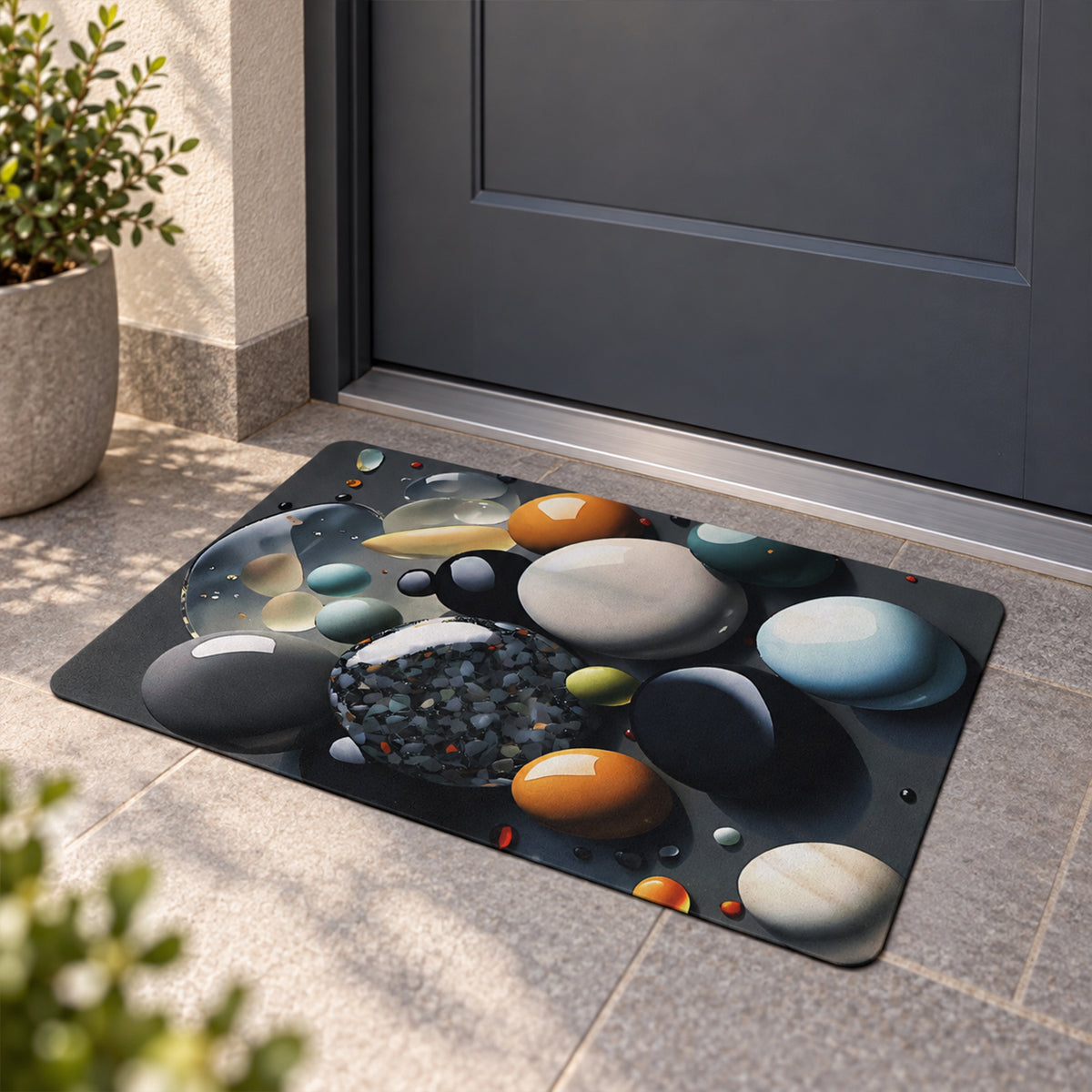 Pebble print decorative floor mat view 04