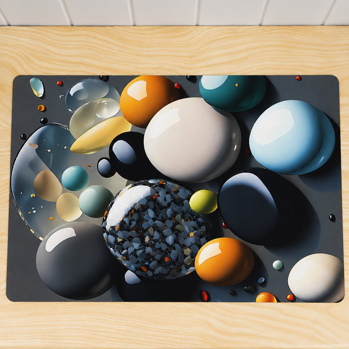 Pebble print decorative floor mat actual product