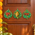 Shubh Labh Ganesh Leaf Design Festive Door and Wall Decoration (3 Pc Set)