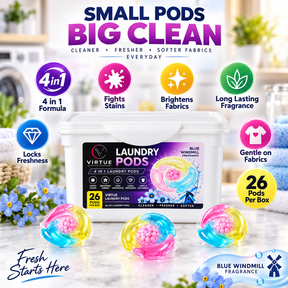 Laundry detergent pods view 1