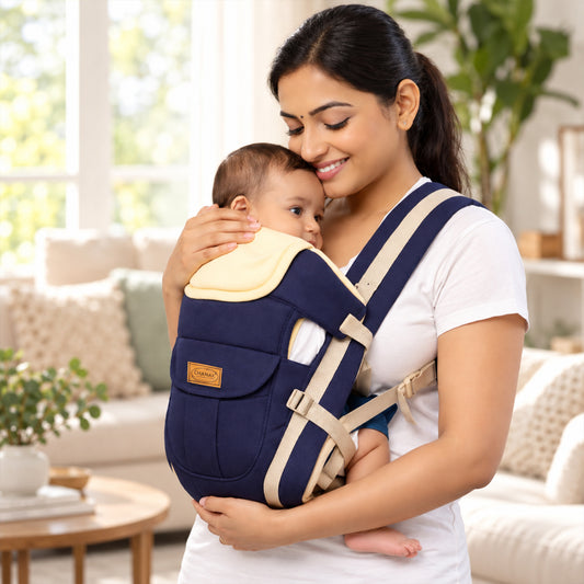 Baby carrier with padded straps and head support 01