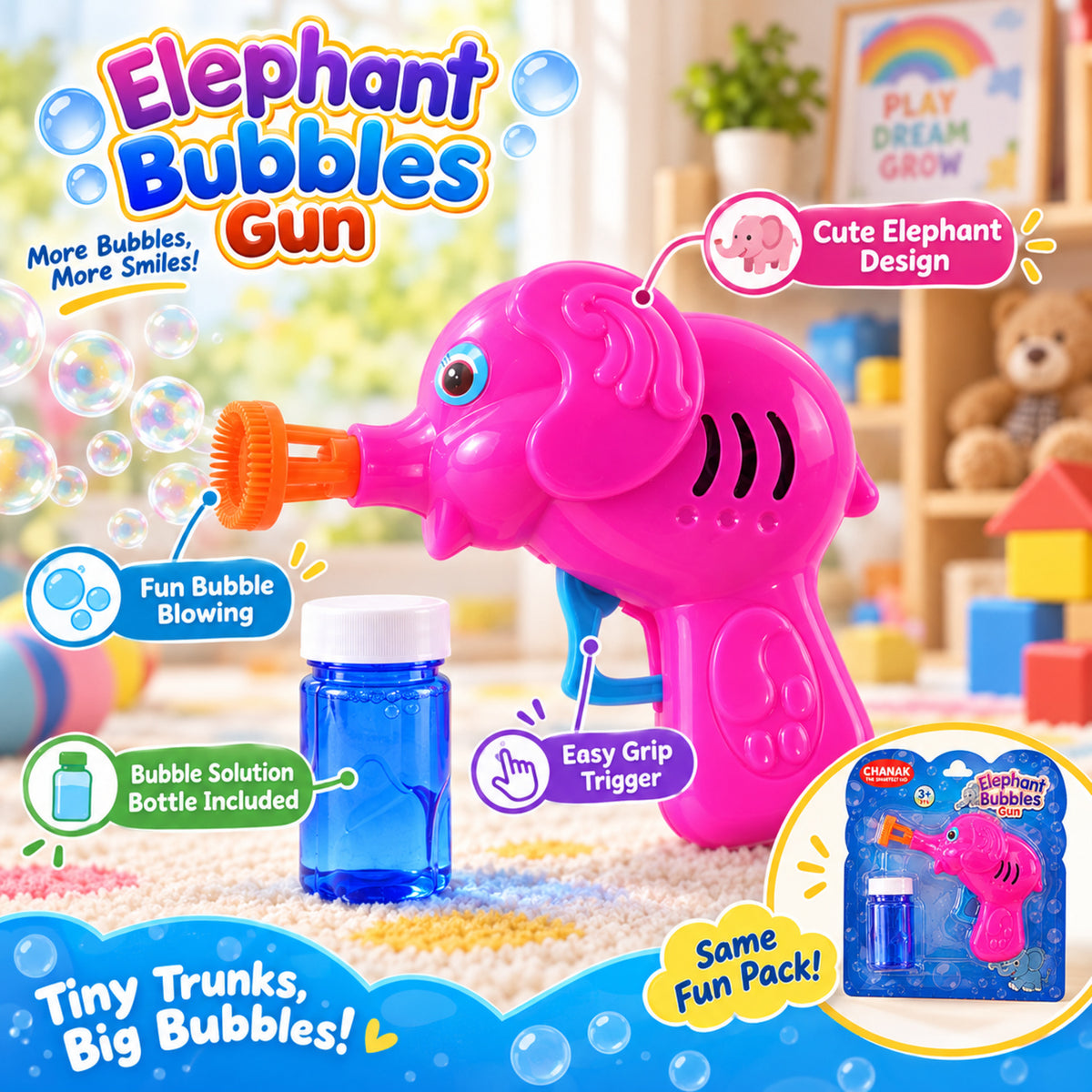 Elephant bubble gun toy with solution 05