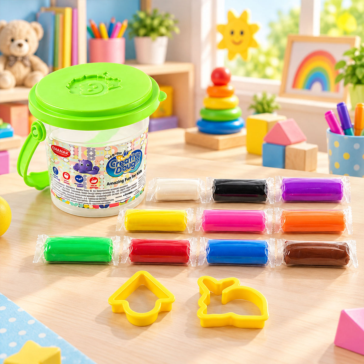 Creative modelling dough bucket with cutters 02