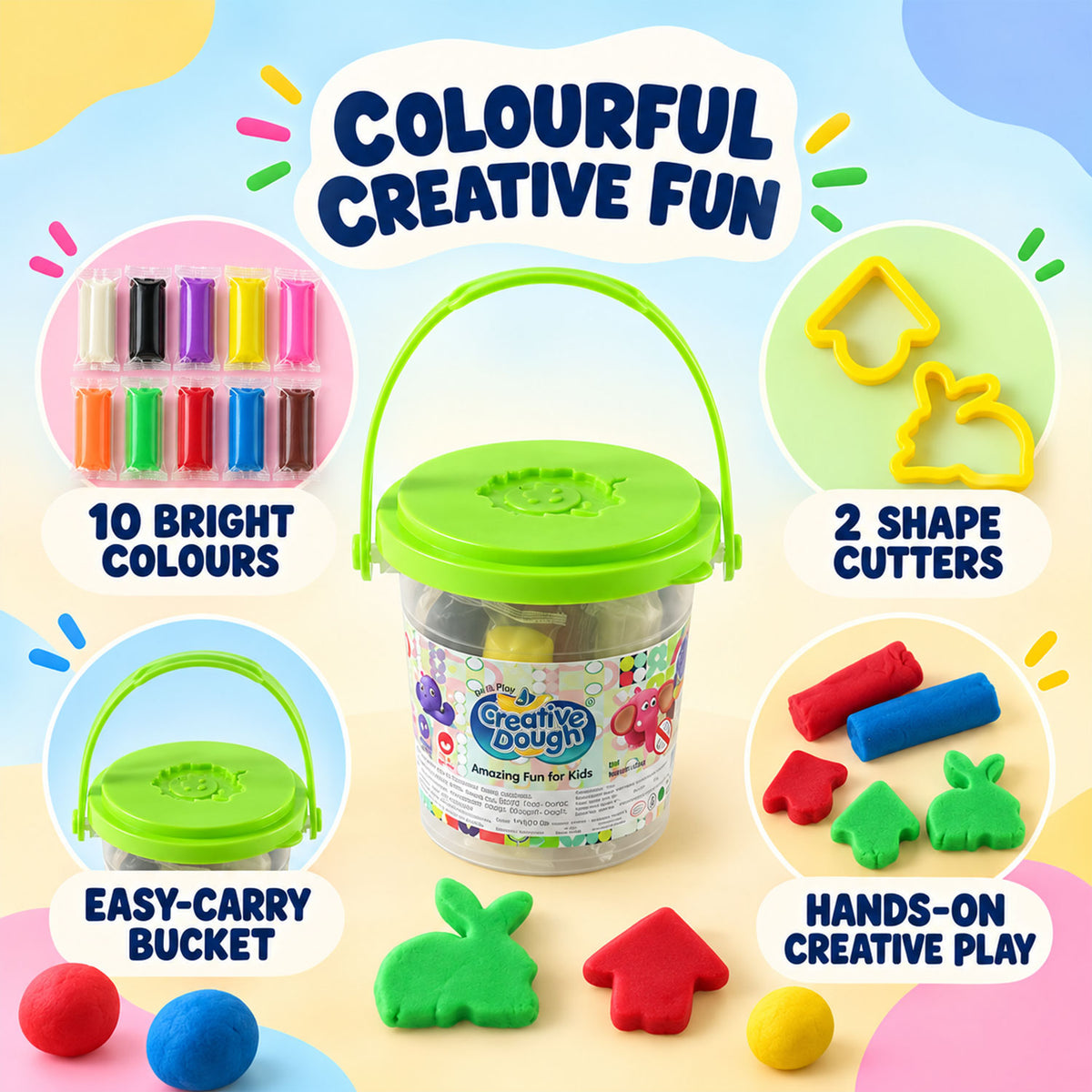 Creative modelling dough bucket with cutters 04