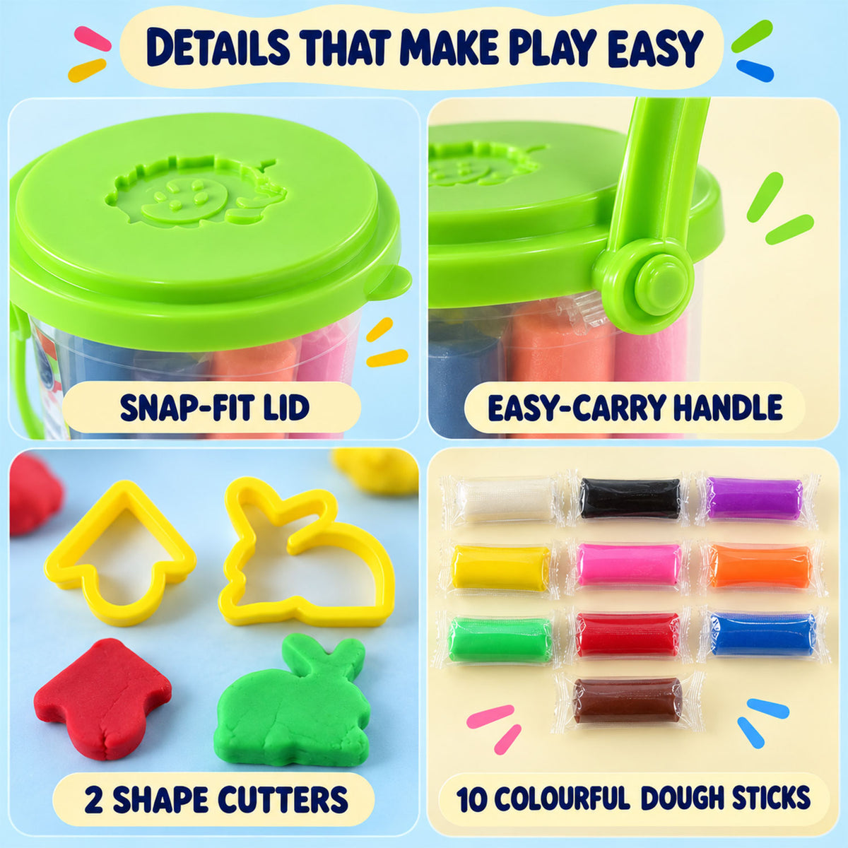 Creative modelling dough bucket with cutters 05