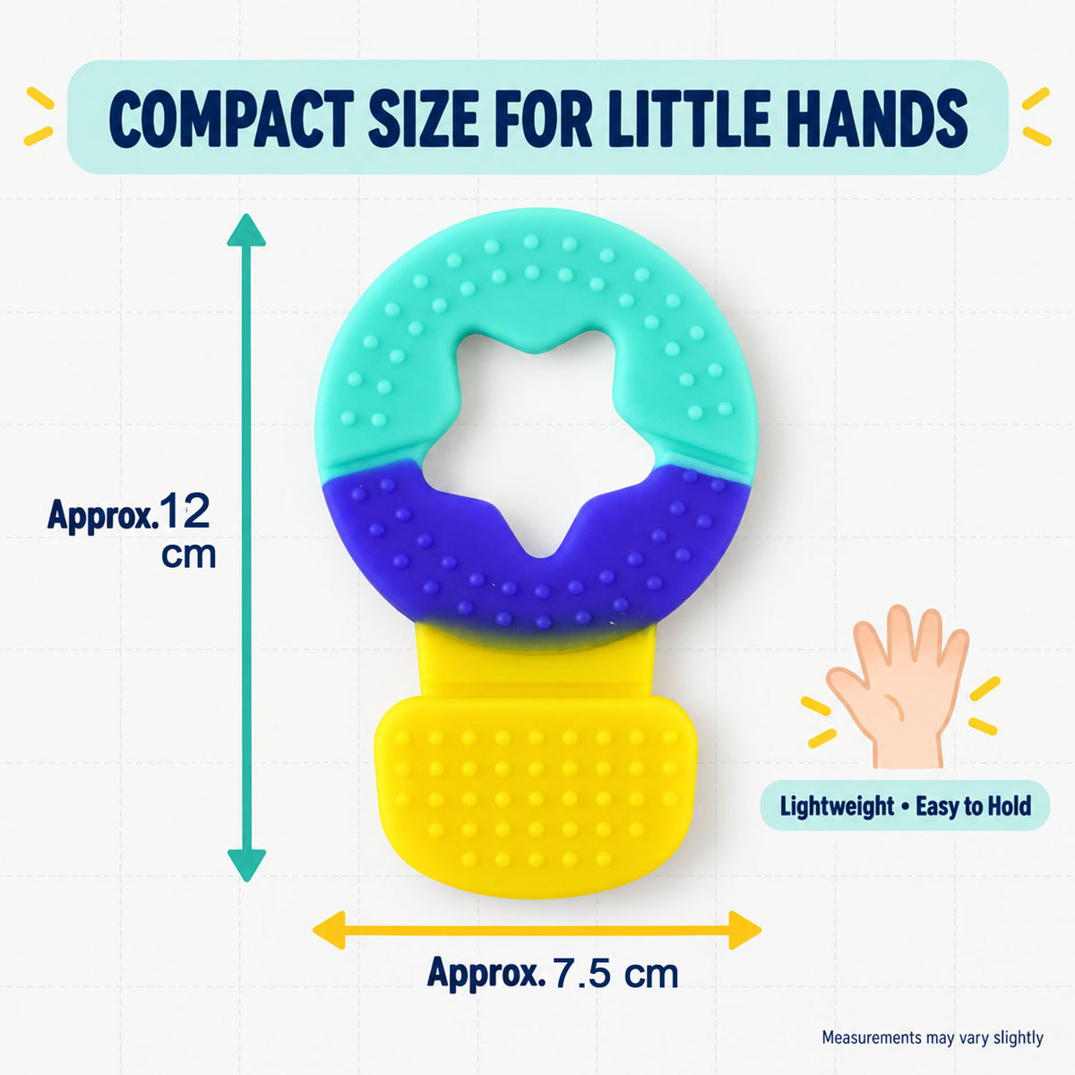 Star opening baby teether approximate dimensions