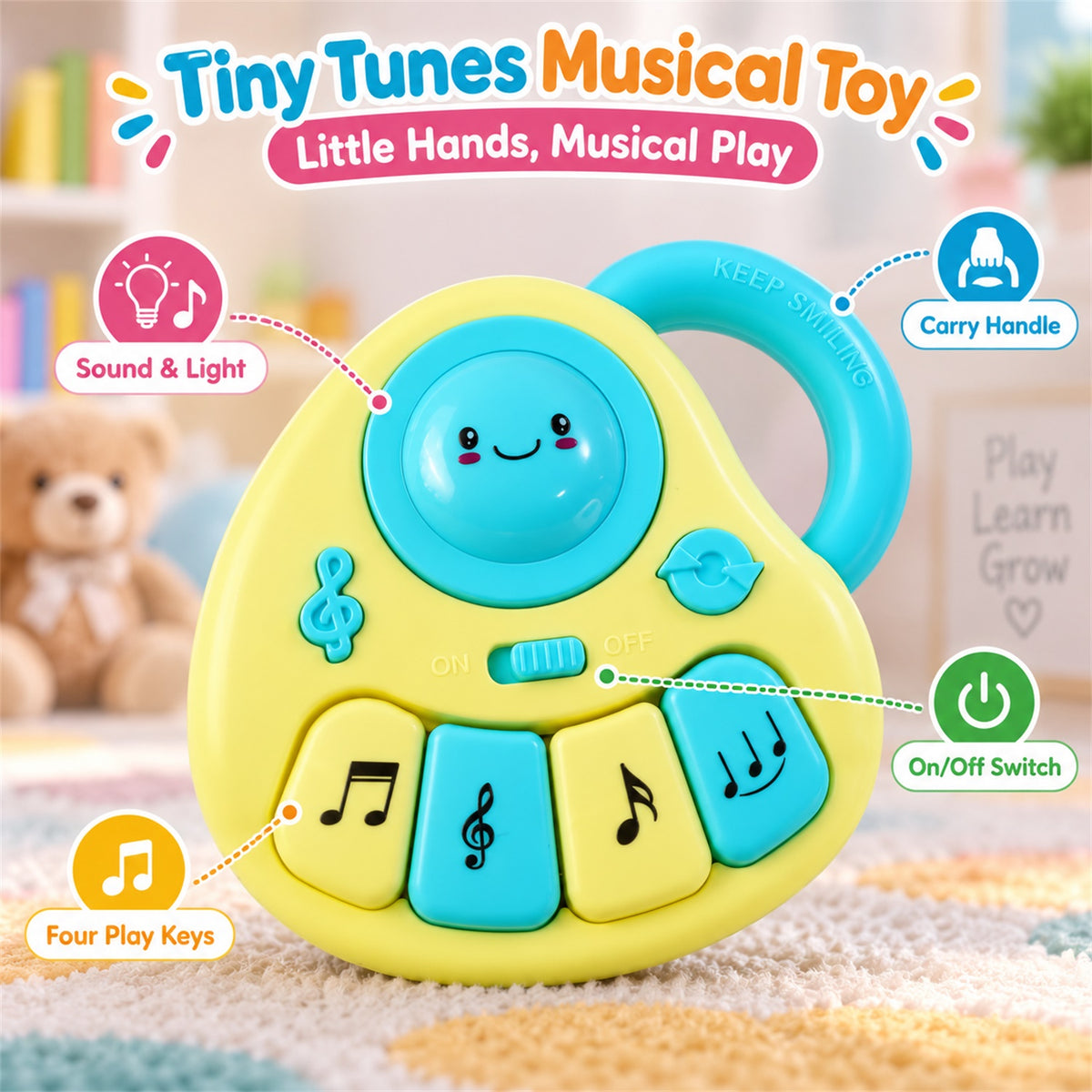 Musical toy with sound light and carry handle 05