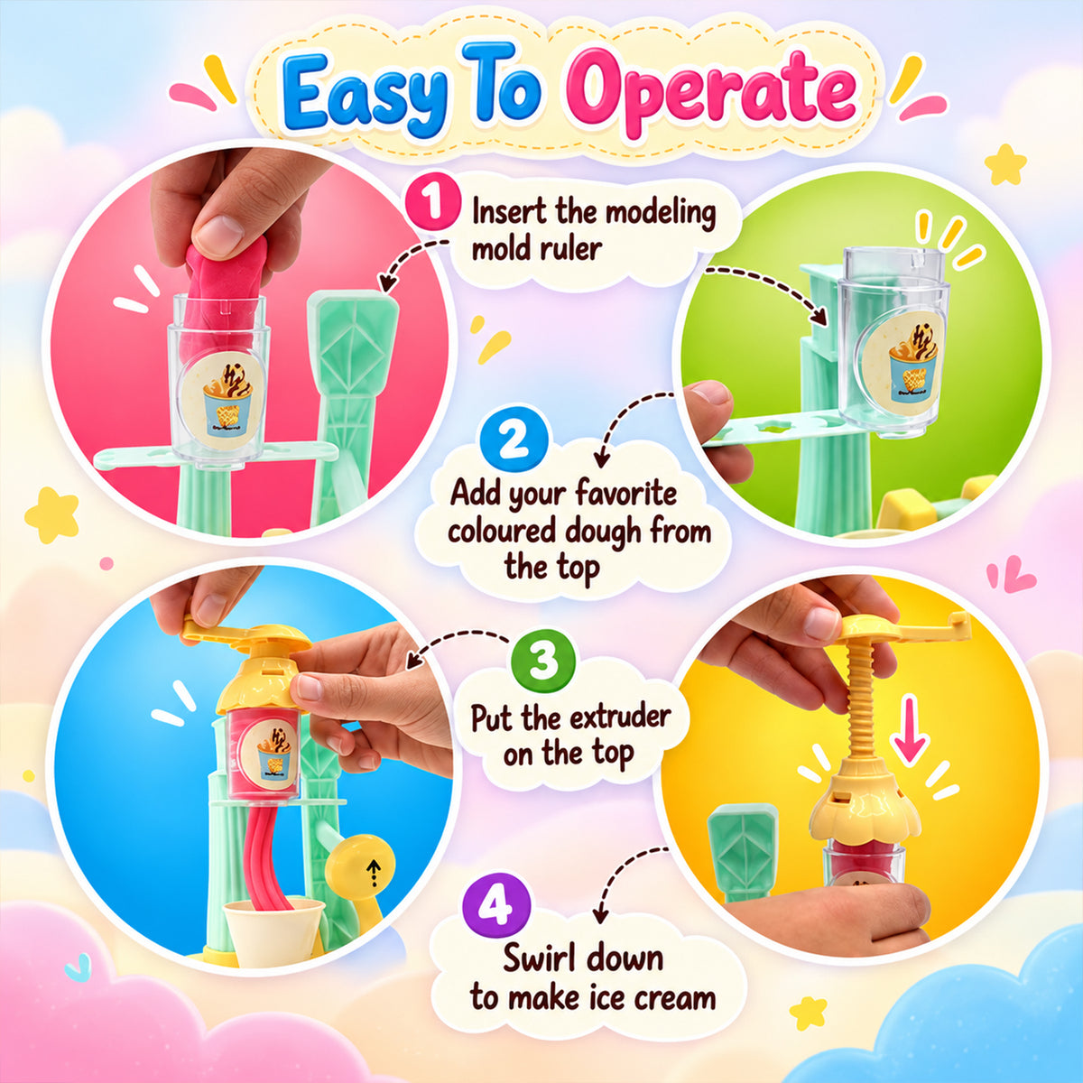 Ice cream modelling dough play set 07