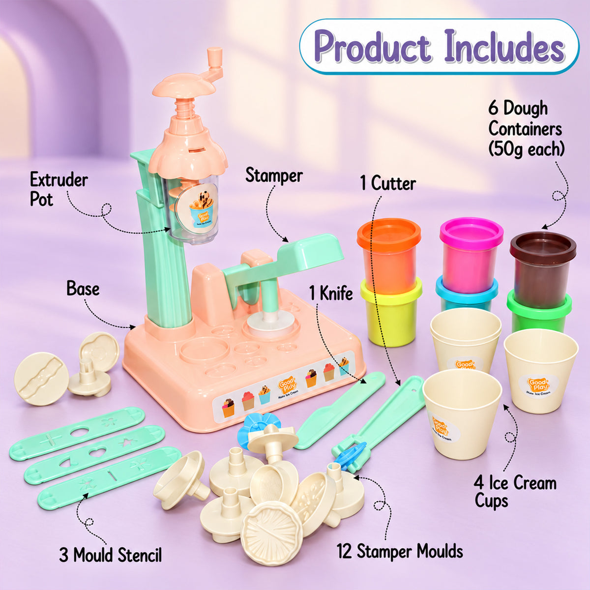 Ice cream modelling dough play set 08