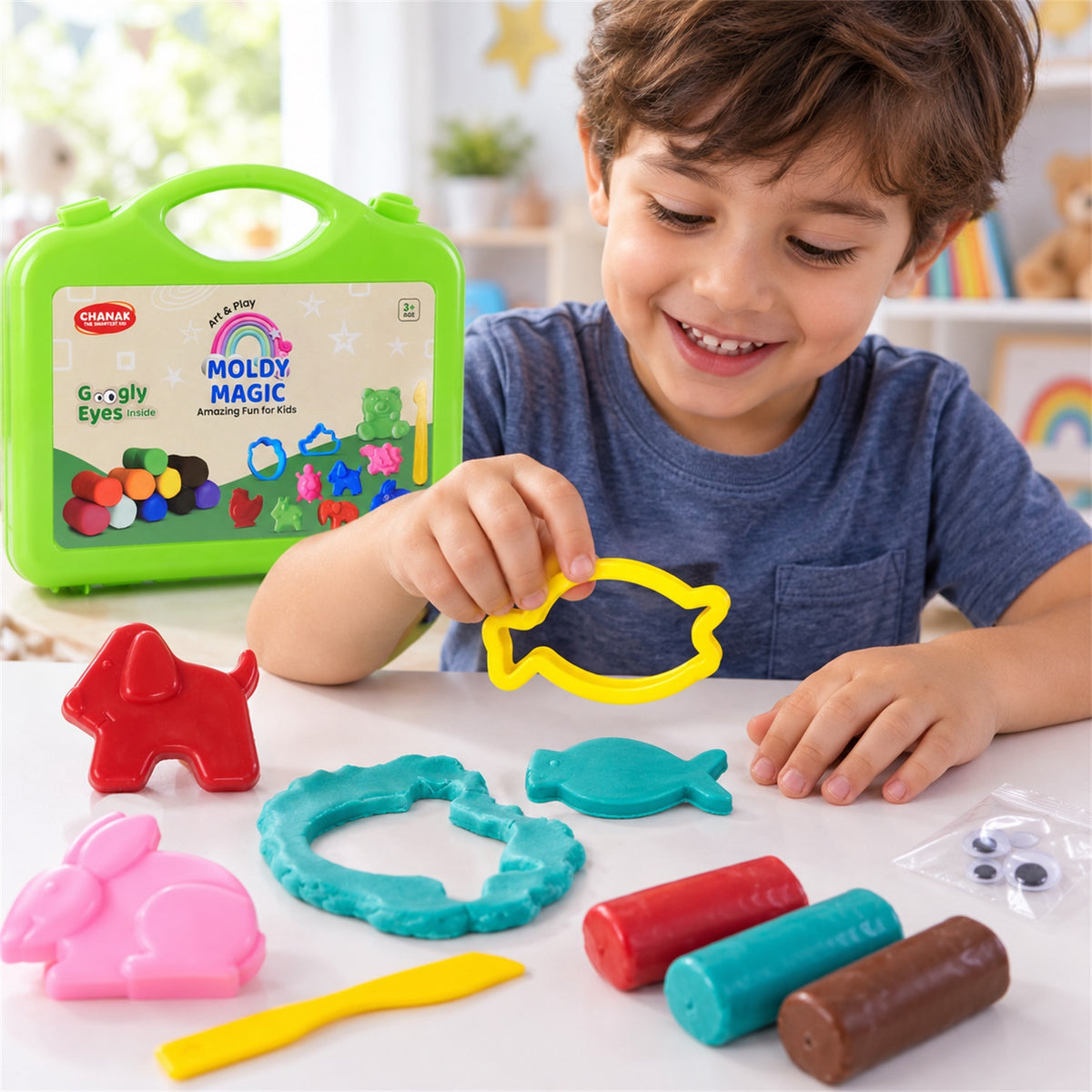 Modelling clay set with moulds and carry case 03